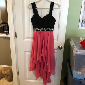 High Low Black and Pink Dress
